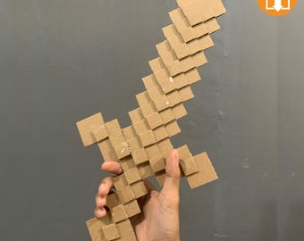 DIY Pixel Sword Template, Cardboard Pattern, Pixel Cardboard Template (Pdf print download)