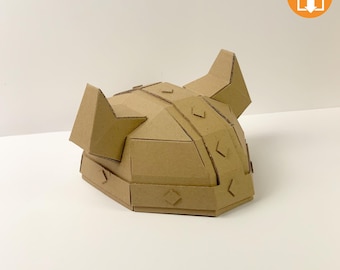 Wikinger Helm Karton Vorlage PDF | DIY Cosplay Helm Schnittmuster | Ausdruckbare Papierrüstung (Pdf Download)