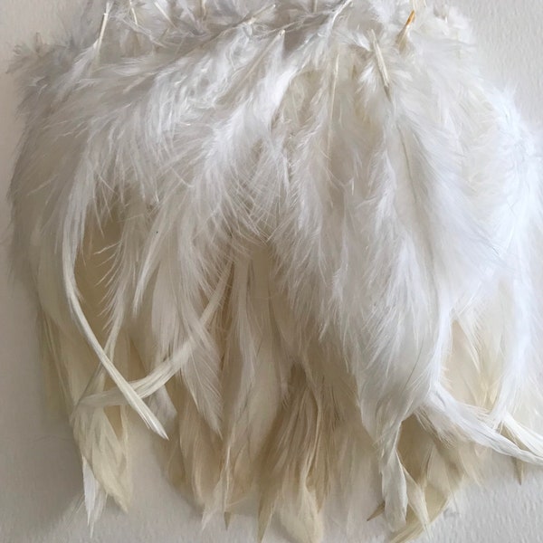 100 Loose Rooster Schlappen Hackle Feathers - White
