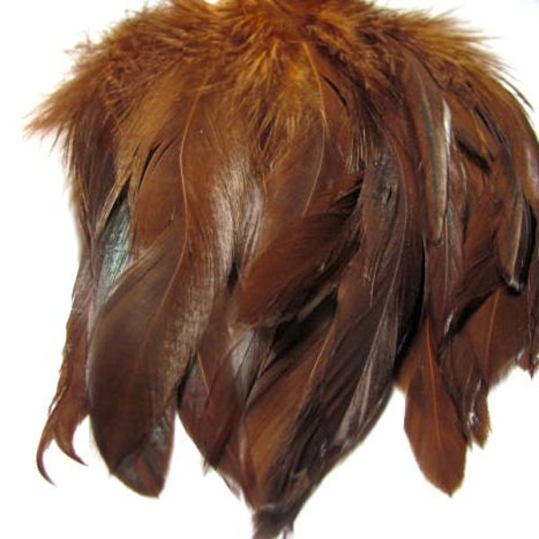 40 Strung Schlappen Hackle Feathers - Brown