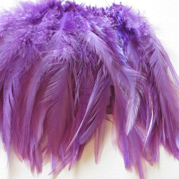 40 Strung Rooster Saddle Hackle Feathers - Lavender (5 - 8 inches)