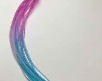 12 Long Rooster Saddle Hackles - Pink and Turquoise ( 8 - 10 inches) Hair Extension Feathers