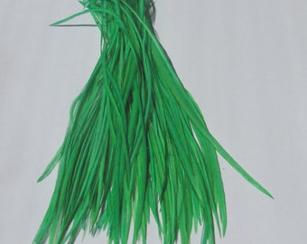 100 Rooster Saddle Hackle Feathers - Dyed Bright Green (6 - 7 Inches).