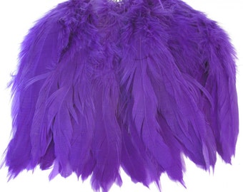 40 Strung Rooster Schlappen Hackle Feathers - Bright Purple