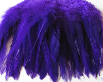 40 Loose Rooster Saddle Hackle Feathers - Purple (5 - 8 inches)