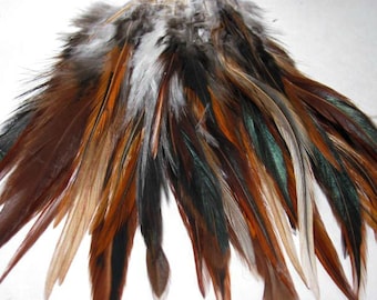 40  Loose Rooster Saddle Hackle Feathers -  Furnace (5 - 8 inches)