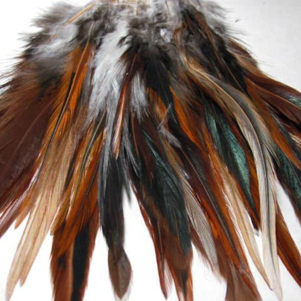 40  Loose Rooster Saddle Hackle Feathers -  Furnace (5 - 8 inches)