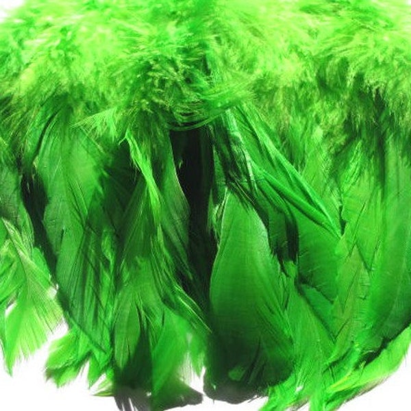 40 Loose Rooster Schlappen Hackle Feathers - Green (5 - 7 inches)