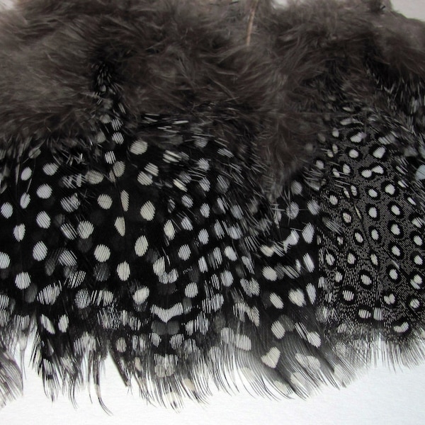 Strung Guinea Fowl Feathers - Natural