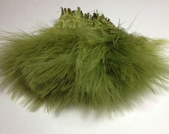 Turkey Marabou Feathers - Olive