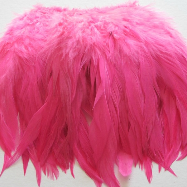 40 Strung Rooster Schlappen Hackle Feathers - Hot Pink