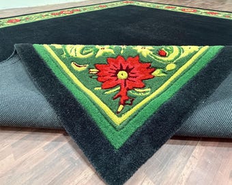 Hand Tufted Wool Rug 9x12, Colorful Rainbow Zebra Rug, Bold Statement Floor Décor