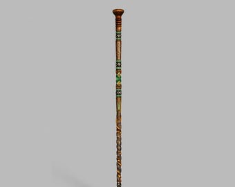 Handmade Snake Carved Walking Cane, Wooden Staff Artisan Walking Stick