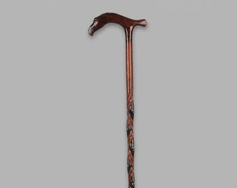 Collectible Eagle Head Wooden Cane – Handcrafted Baklava Pattern Walking Stick