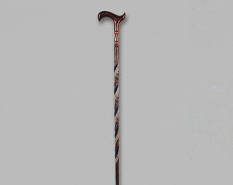 Handmade Snake Carved Walking Cane, Orthopedic Wooden Walking Stick