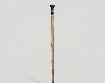 Collectible Snake Carved Wooden Cane Handmade Artisan Walking Stick