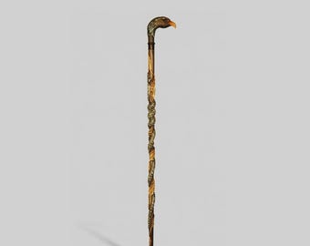 Collectible Eagle Head Cane Handmade Snake Carved Walking Staff