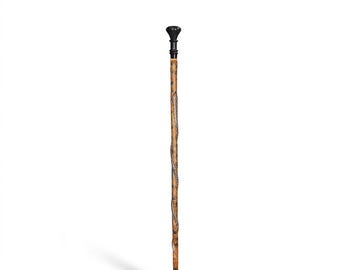 Handmade Snake Carved Cane, Natural Wood Walking Staff