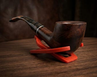 Handmade Briar Tobacco Pipe Bent Dublin Wooden Smoking Pipe with Box and Stand