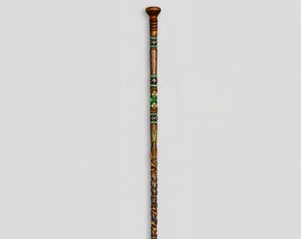 Collectible Snake Carved Wooden Staff, Handmade Artisan Walking Cane