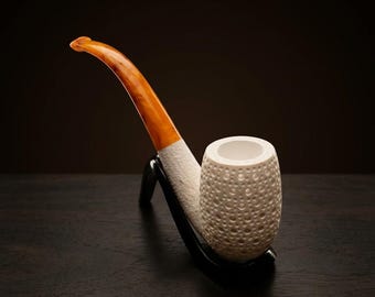 Unique Handmade Tobacco Pipe – Turkish Craft Gift with Stand and Box