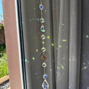Attrape-Soleil avec lune et soleil visage - suncatcher witch moon avec face sun