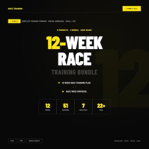 12-Week Hybrid Athlete Training Plan & Race Week Protocol Bundle Strength, Running and Nutrition Automated Excel and PDF Guide