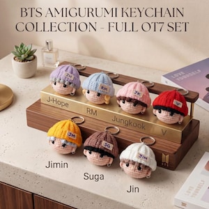 Kpop BT21 Crochet Crochet Keychain Set, Handmade Amigurumi Kpop, Fanmade Keyring Accessories, BT21 Crochet Keychain, Gift For Her