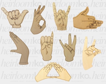 Greek Hand Symbol Wood Cutouts | Laser Cut Basswood Blanks for DIY Crafts