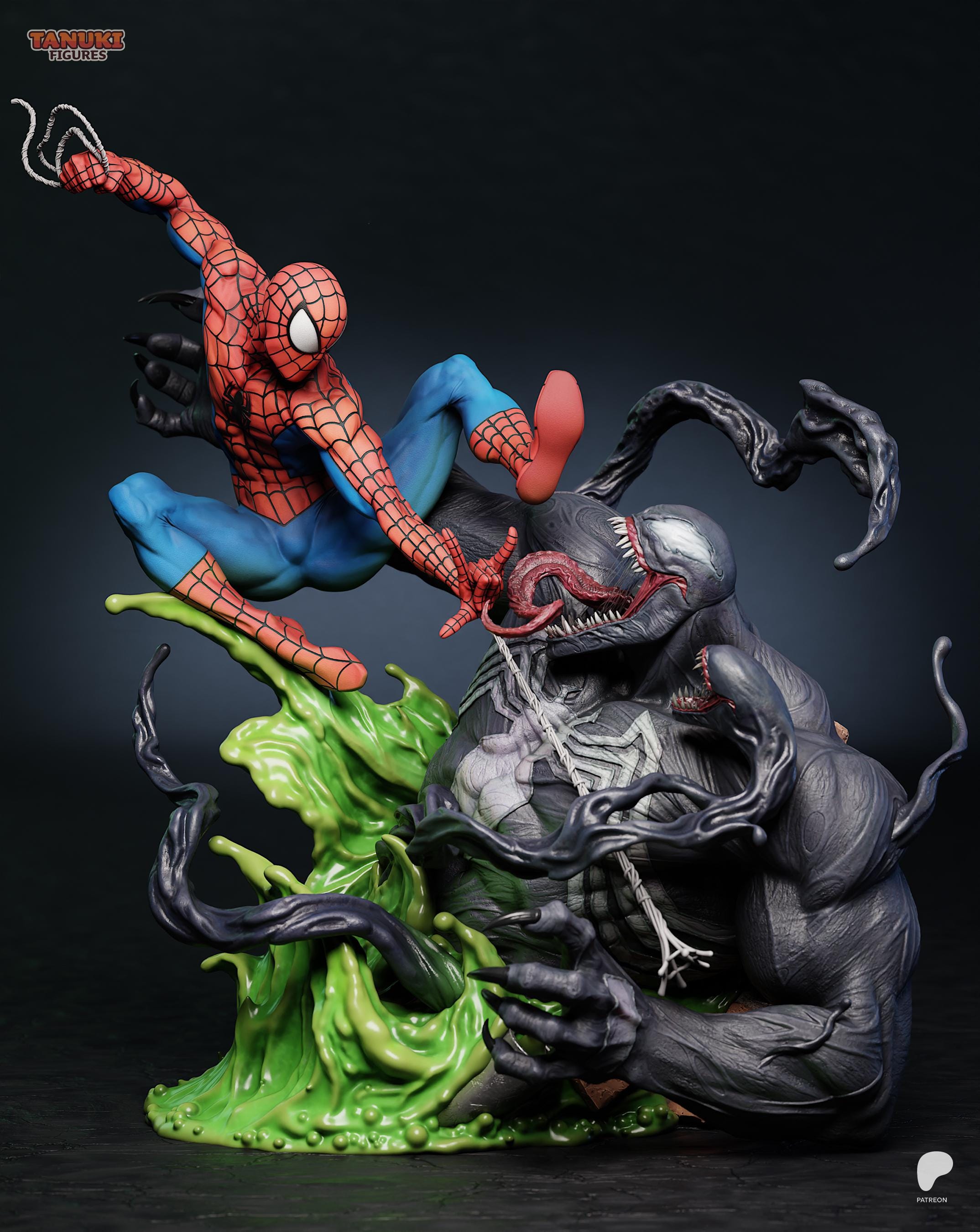 MARVEL スパイダーマン vs ヴェノム フィギュア　ミニスタチュー マーベル・コミック』 ミニスタチュー ヴェノム＆スパイダーマン