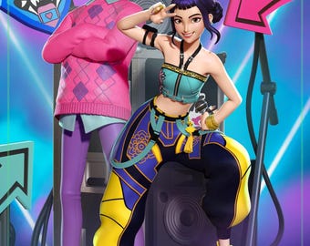Handmålad Zoey och Baby-staty - Kpop Demon Hunters - Fullstorlek