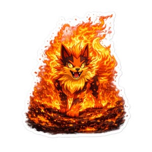 Fire Wolf/Fox Cub-Bubble-free sticker :)