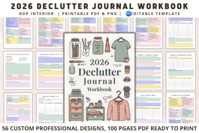 2026 Declutter Journal and Workbook, Minimalist Home Organization ...