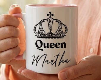 Custom Queen Mug with Crown - Personalized Name Coffee Cup Gift for Her, 11oz-15oz Ceramic