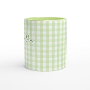 Personalized Name Mug: Gingham, Striped, Dotted - Custom Font & Graphic - Microwave Dishwasher Safe image 4
