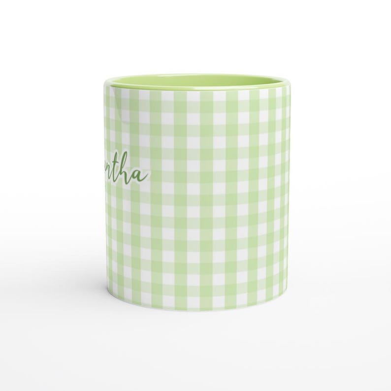 Personalized Name Mug: Gingham, Striped, Dotted - Custom Font & Graphic - Microwave Dishwasher Safe image 4