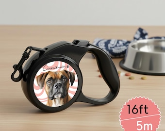 Correa personalizada para perros: retrato y nombre de la mascota personalizados, correa extensible de 5 metros.
