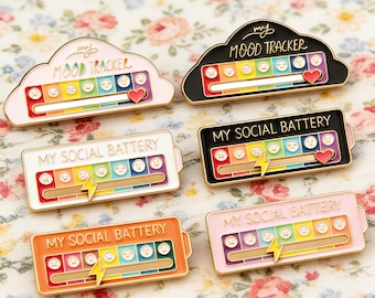 Interaktiver Stimmungs Tracker & Social Batterie Emaille Pin, Niedlicher Emotion Slider Anstecknadel, Introvertiertes Geschenk
