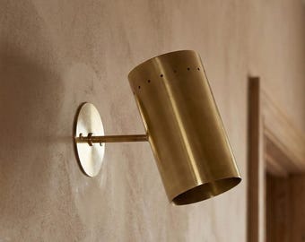 Antique Brass Cylinder Wall Sconce, Mid-Century Sputnik Light Fixture