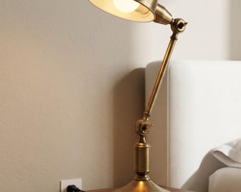 Lampada da tavolo vintage in ottone – Lampada da scrivania con braccio regolabile in ottone per ufficio, studio e lettura