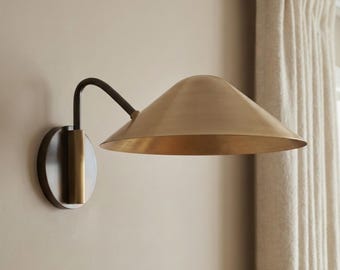 Mid Century Modern Brass Swing Arm Sconce, Italian Stilnovo Bedside Reading Lamp