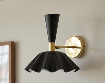 Italian Mid Century Wall Sconce Black Diabolo Stilnovo Style Light