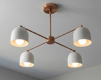 1950s Stilnovo Sputnik Chandelier | Mid-Century Modern Pendant Light, Antique Patina Fixture