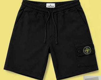 Pantalones cortos cargo inspirados en Stone Island / Pantalones cortos casuales de verano de algodón de diseño para hombre