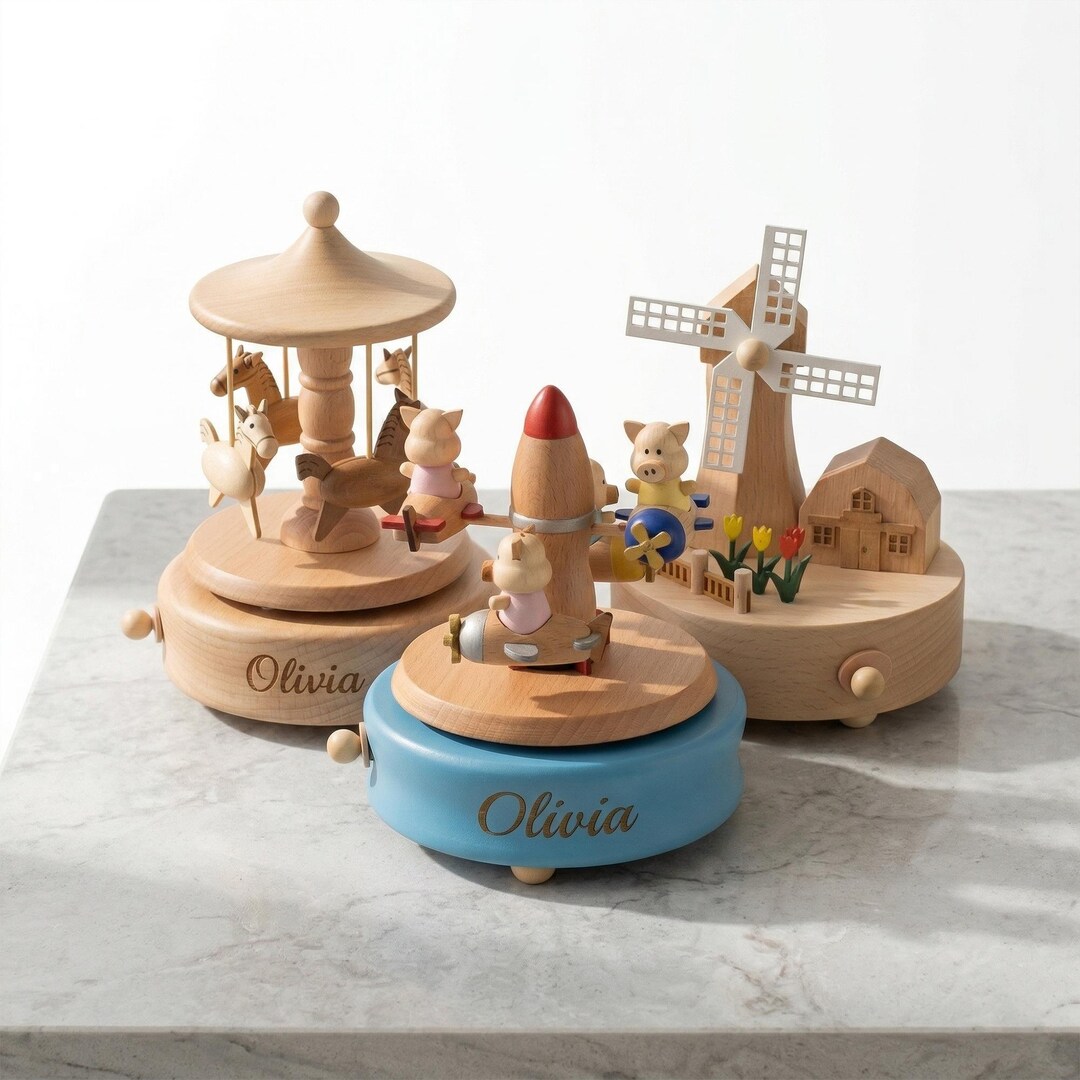 Personalized Carousel Music Box, Custom Name Merry-go-round, Baptism ...