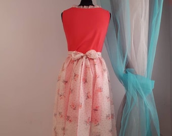 OOAK Tango Jurk Set in Koraal en Crème, Floral Dress voor Tango, Romantische Tango Jurk, Tango Outfit, OOAK Tango Kleding, Tango Argentin