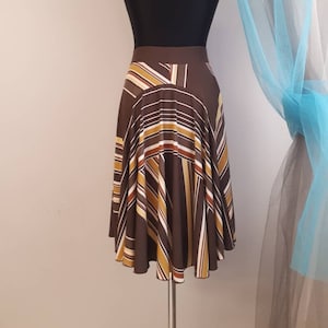 Tango Skirt with Tail, Tango Clothes in Brown Yellow White, Geometric Print Skirt for Tango, Training Dance Skirt, Jupe Tango, Milonga Skirt
