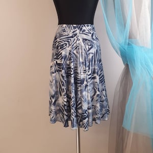 Tango Skirt Maria, Tango Clothes in Blue and White, Print Skirt for Tango, Abstract Print Training Dance Skirt, Jupe Tango, Tango Argentin