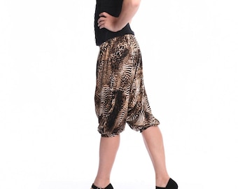Tango Broek in Animal Print, IN STOCK Harem Broek voor Tango, Afghani Broek in Zwart en Goud, Dance Pants, Trainingsbroek, Tango Kleding