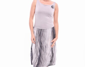 OOAK Grijze Ruches Tango Jurk, Stijlvolle Jurk voor Tango, Silhouette Jersey Jurk, Robe Tango, Tango Kleding te koop, OP VOORRAAD Tango Jurk